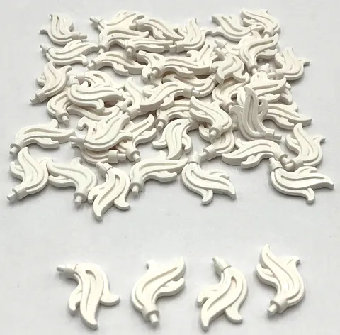 Lego 100 New White Minifigure Plume Feather Triple Compact Flame Water