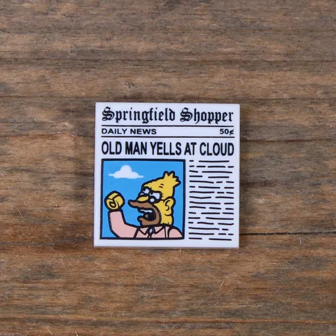 LEGO The Simpsons White Tile 2 x 2 Newspaper 'Springfield Shopper' 3068pb0843