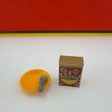 LEGO Minifigure Cereal Box Metallic Gold Lid Yellow Big Bowl Free Spoon Food