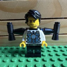 LEGO Minifigure Jack Fury Black Hair Stubble White Shirt Gray Vest Dark Legs