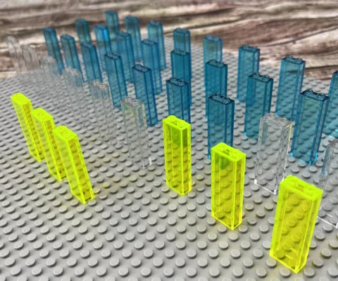 Lego Lot of 39 Trans-Dark Blue, Clear Block Wall Brick Pillar Columns 1x2x5
