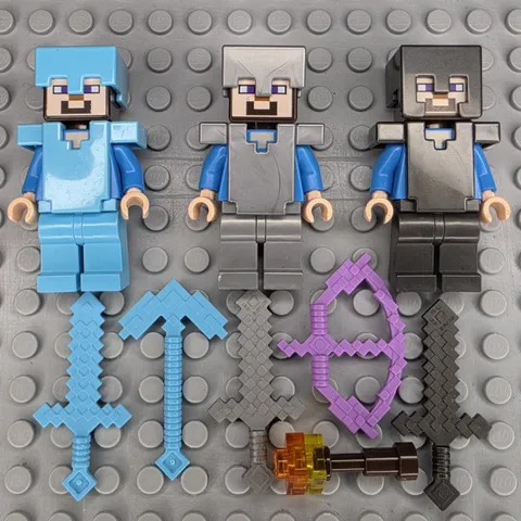 Lego Minecraft Minifigures Lot of 3 and Accessories 