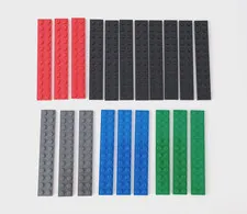 LEGO Part 2445 2 X 12 Mixed Plate - Black, Red, Green, Dark Gray, Blue Lot of 20