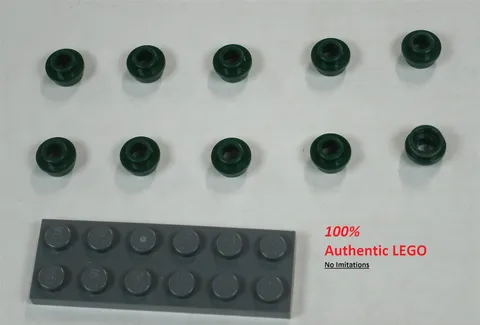 LEGO NEW 1x1 Dark Green Plate Round Open Stud (10x) 6230571 Brick 28626