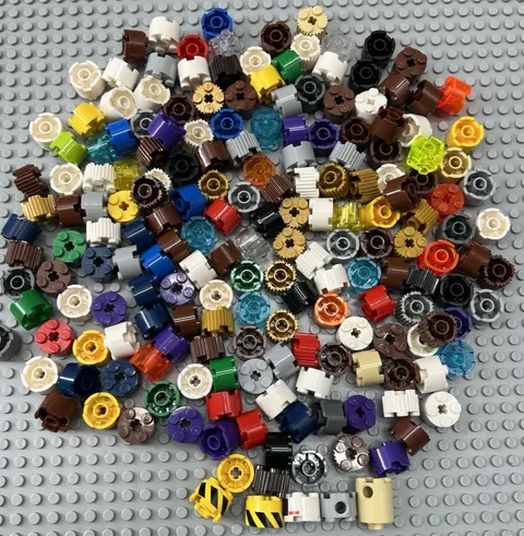Lego Lot of ~200 Brick Round, 2 x 2 with Axle Hole (3941) and Grille (92947)