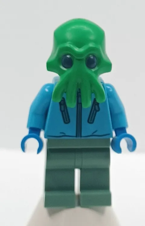 LEGO  Minifigure Modified Head Alien w/ 4 Mouth Tentacles & Blue Eyes - Green