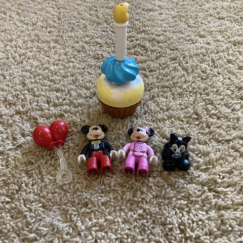 LEGO Duplo Mickey Minnie Mouse Pet Cat Figaro Disney Figures Balloon Cupcake Lot