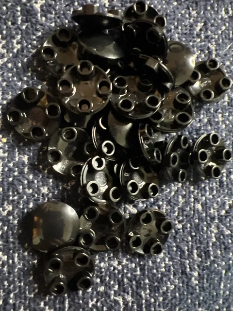 LEGO 2654 Black Plate, Round 2 x 2 with Rounded Bottom (Boat Stud) Bulk 28 Pcs