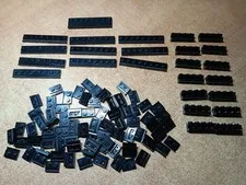 LEGO LOT 100 BLACK 1X2 1X8 2X8 MODIFIED PLATE DOOR RAIL & 1X4 BRICK WITH GROOVE