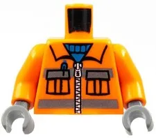 Lego Orange Minifigure TORSO Construction Jacket Zipper Pocket Pen Piece D417