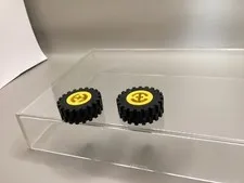 Lego Technic Tire Black 2346 Yellow 3482 Construction Vintage Lot of 2