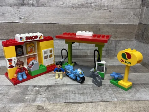 LEGO Duplo My First Gas Station 6171 Blue Motorcycle & Woman Incomplete