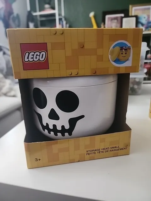 NEW Lego 4032 White Skeleton Skull Storage Head Small Container Halloween Decor