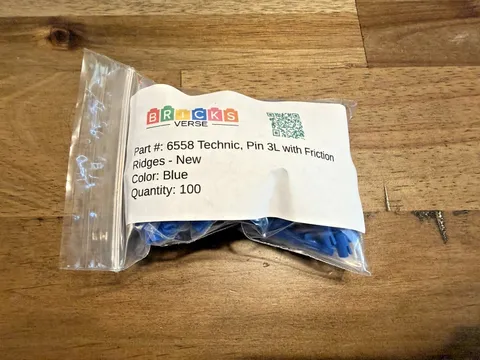 LEGO Technic 6558 Pin 3L w/ Friction Ridges Blue NEW Genuine Qty 100