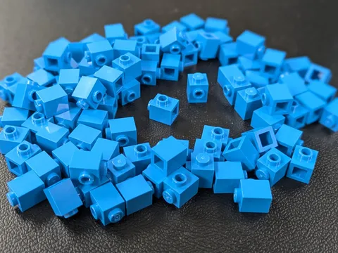 Lego x100 New Dark Azure Brick, Modified 1 x 1 with Stud on Side # 87087
