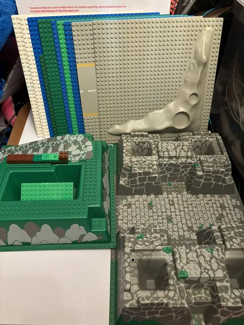 Vintage Lego Castle Baseplates Raised Corner Pits Rock plus more lot of 12 