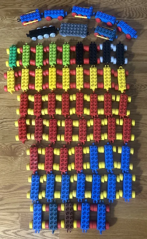 Huge Lot Of 61 Vintage LEGO Duplo Car Chassis bases wheel Bases Wagon Truck STEM