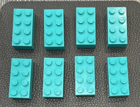 Lego Lot 8 Dark Turquoise Replacement Pieces 2x4 Bricks 3001 Brick Set