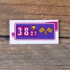 LEGO Friends White Tile 2 x 4 Trophy and Checkered Flags Pattern 87079pb0294