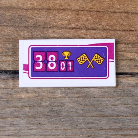 LEGO Friends White Tile 2 x 4 Trophy and Checkered Flags Pattern 87079pb0294