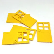LEGO Parts - Yellow Door 1 x 4 x 6 4 Panes Stud Handle - No 60623 - QTY 5