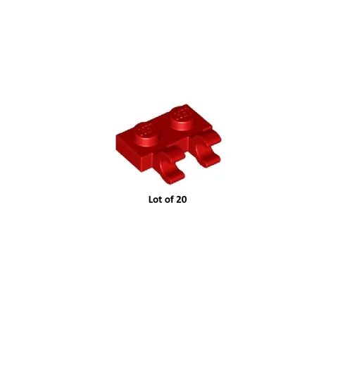 NEW LEGO Parts -60470b Red Plate 1 x 2 with 2 Open O Clips  Lot of 20