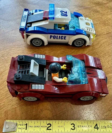 LEGO City High-Speed Chase Partial Set:  Red Sports Car & Police Car + 2 Minifig