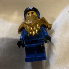 LEGO Minifigure Blue Outfit Gold Armor Chest Plate Helmet 2 Faces