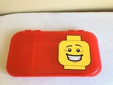 Lego Red Smiley Face Mini Figure Plastic Divided Compartment Storage Case USA