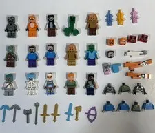 LEGO MINECRAFT LOT 15 Complete Figs, Weapons, Animals And Misc Pieces
