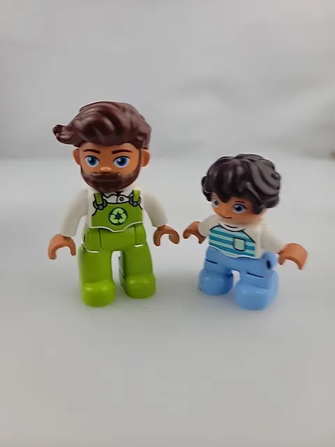 Lego Duplo Recycle Man white/lime & Boy Child Toddler Blue Stripe Shirt 