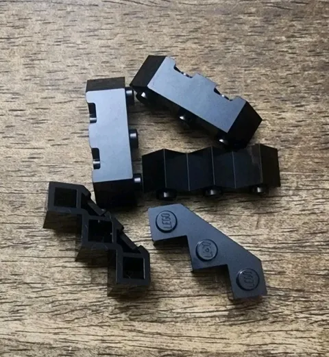 LEGO Black Brick, Modified Facet 3 x 3 QTY 5. Part No. 2462