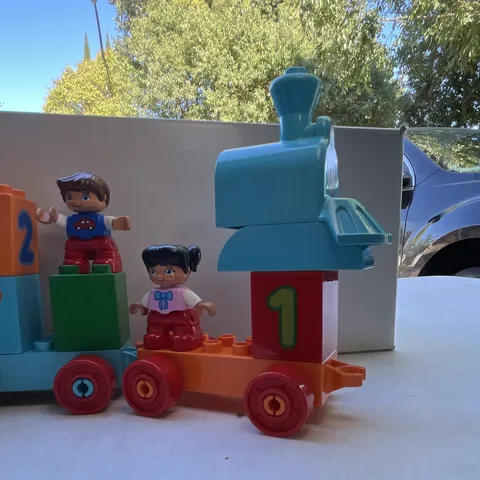 LEGO DUPLO Number Train 10847 Stackable Lot 23pc w/ Boy Figure & Cat
