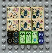 Lego Elves Tile Lot Tan 2x2 Birdcage Key Trans Green 1x2 Amulet Rock Crystal