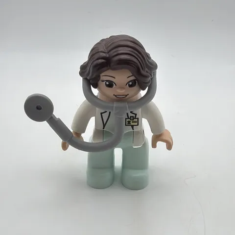 LEGO Duplo Doctor Woman Aqua Pants White Shirt Stethoscope Black Hair Girl Mom