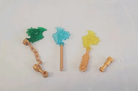 LEGO Ninjago Minifigure Techno Blade Lot Of 3 Trans Green Blue Yellow 