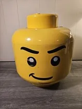 LEGO Large Yellow Head Storage Container Sort/Store Smirk Grin Smile