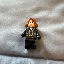 LEGO Female Minifigure Reddish Brown/Red Hair Black Outfit, Plastic
