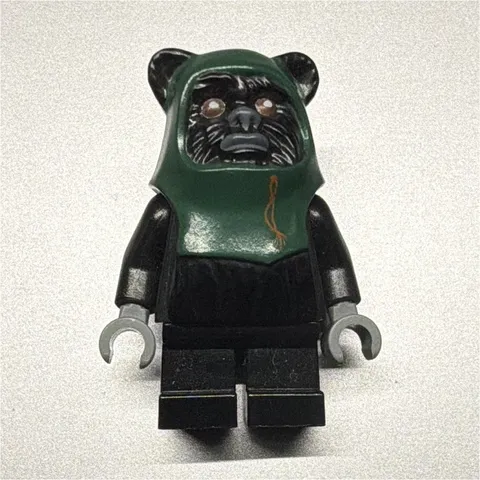 LEGO Star Wars Ewok Minifigure black with green hood