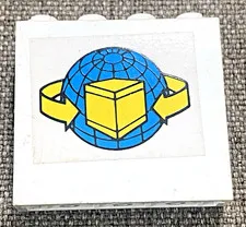 LEGO White Tilewith Blue and Yellow Cargo Label 4 x 1