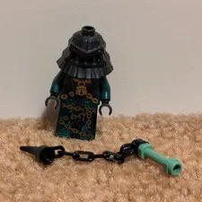 LEGO Dark Green Robe Minifigure w/ Black Helmet & Chain Accessory - Plastic
