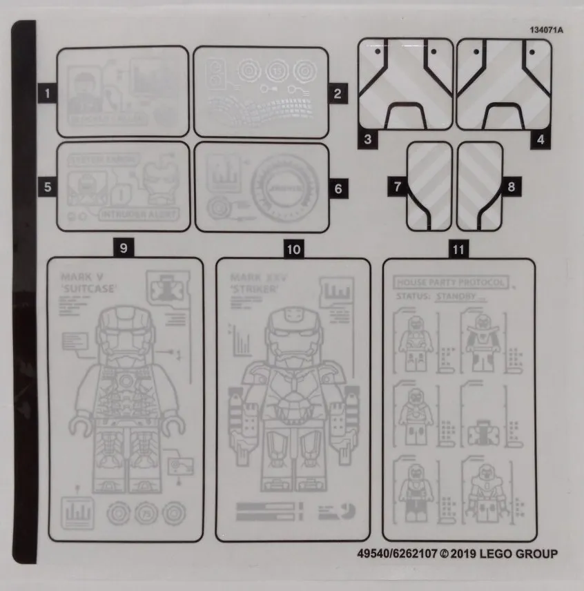Lego Sticker Sheet ONLY For Set 76125 Iron Man Hall Of Armor