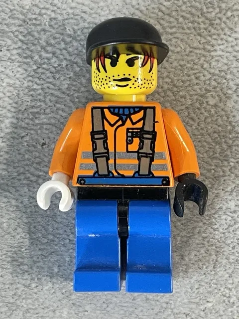 LEGO® Construction Worker Minifig - Male, Orange Safety Jacket
