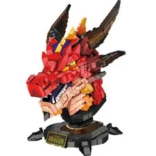 Dragon Head Building Blocks Set for Adults, Red Dragon Clamp Blocks Toy...