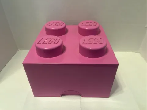 LEGO Brick 4 Knobs Large Stackable Storage Box Kids Toy Container Pink 3983