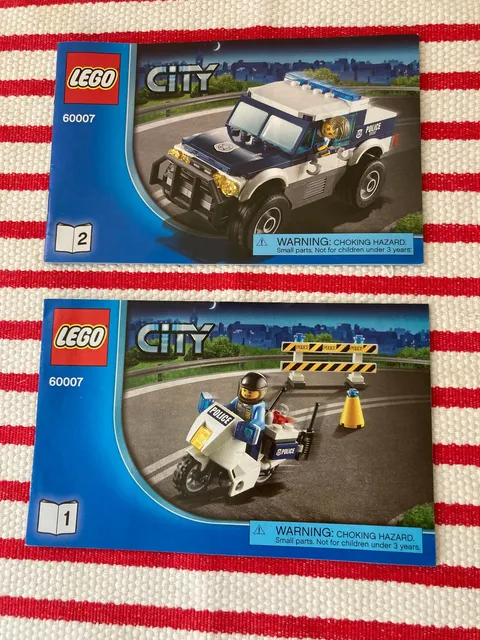 Lego City 60007 Instruction Books 1 & 2 ONLY Elite Police Motorcycle & Jeep