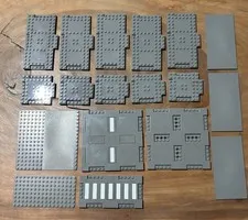 LEGO Dark Bluish Gray Plate Lot 18 Pc Road Base Tile 8x8 8x16 Mixed