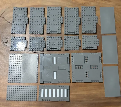 LEGO Dark Bluish Gray Plate Lot 18 Pc Road Base Tile 8x8 8x16 Mixed