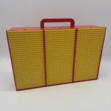Vintage 1989 LEGO Storage Carry Case Red 3 (9) Compartment Yellow Baseplate Lids
