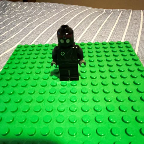 LEGO Minifigure Black Figure w/ Green Face and Red Eyes Plastic